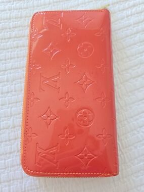 Orange Patent Zip Wallet